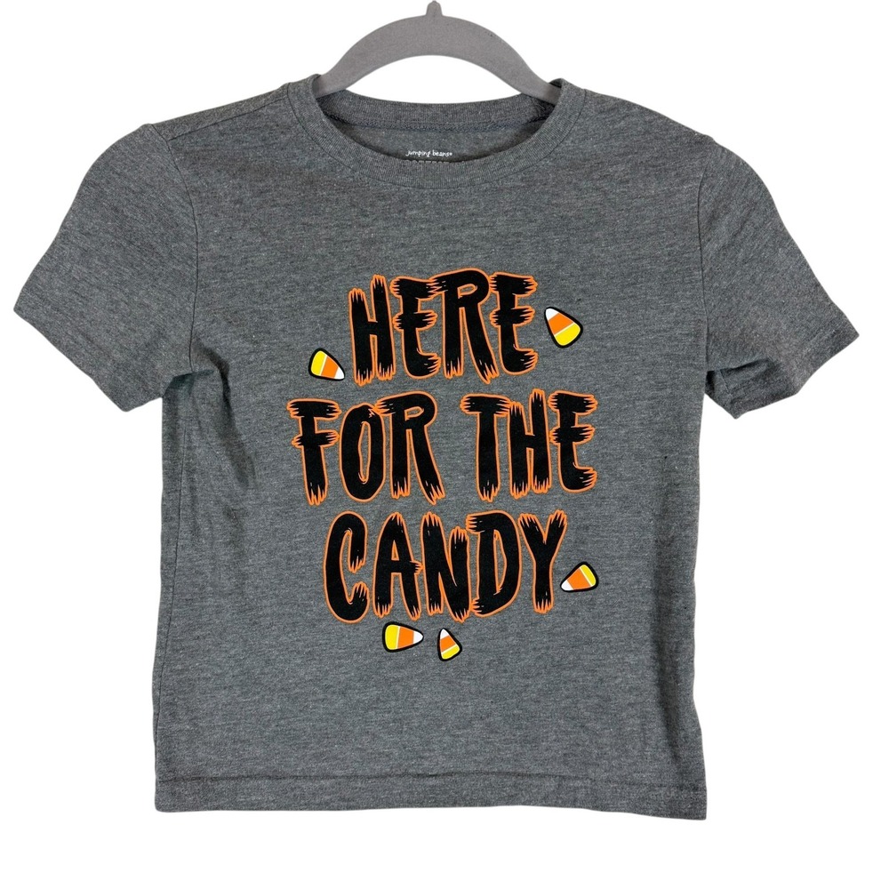Jumping Beans Shirt Kids 5 Gray Here For The Candy Graphic Tee Halloween